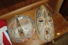Two African carved wooden marriage masks