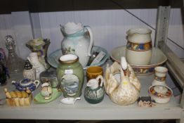 A collection of various china to include wash jug