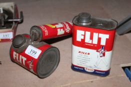 An Esso hand held Flit sprayer and an Esso refill Flit tin (empty)
