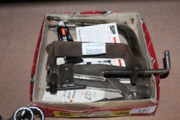 A No.380 SP Universal valve spring compressor in original box and a value lifter for side valve