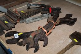 Five various large antique spanners