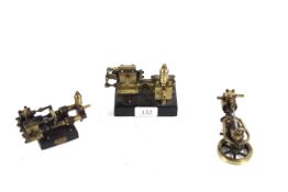 Three various model brass steam engine models named to Whitney City Road, London