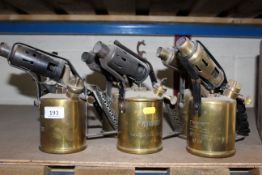 Six various blow lamp named to Monitor, Primus, Governor etc.