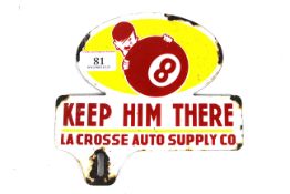 A WWII enamel sign on rolled iron base, approx. 7½