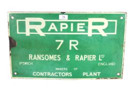 An enamel sign on rolled iron base for 