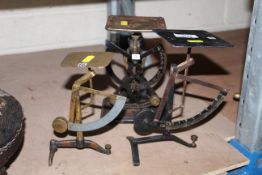 Three sets of balance scales