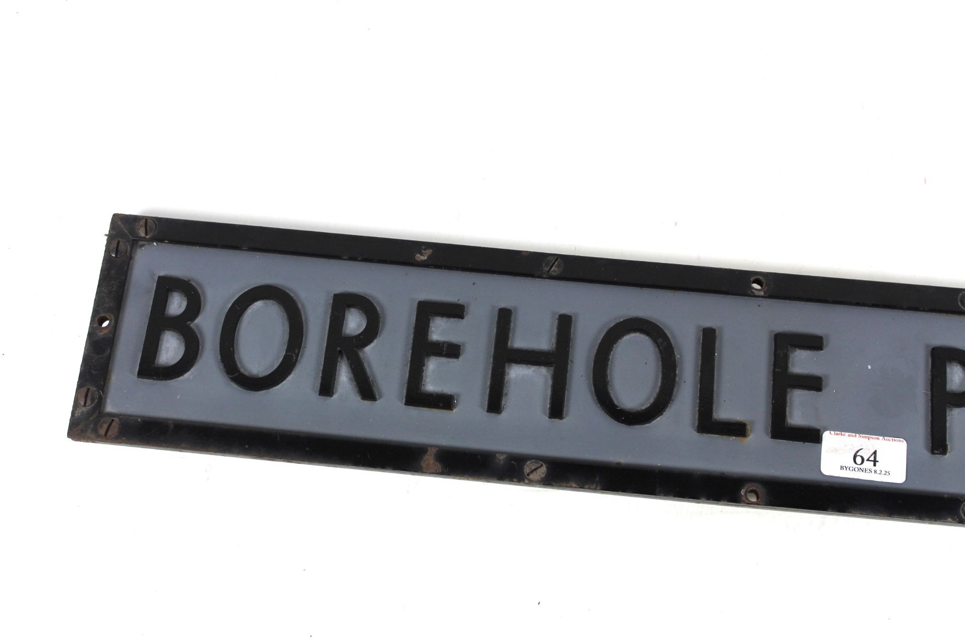 A "Bore Hole Pumps" cast iron sign approx. 25" x 4½" - Image 2 of 3