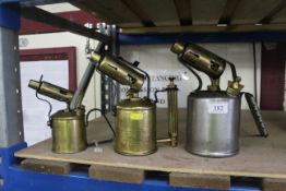 Three blow lamps, ¼ pint, ½ pint and 1 pint
