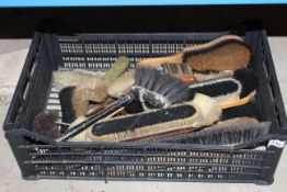 A box of various brushes