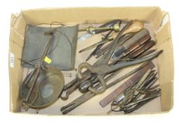 A quantity of antique metalware including scales, nut crackers etc.