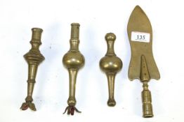 Four 19th Century brass West Country Friendly Society pole heads