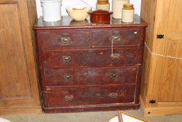 A Victorian mahogany chest, fitted two short over three long drawers, AF