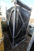 Large stillage mounted plastic bottom discharge hopper. V