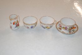 A collection of Dresden porcelain to include two c