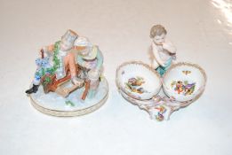 A Dresden porcelain figure group and a continental