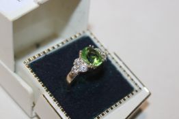 A Sterling silver, peridot and cubic zirconia set