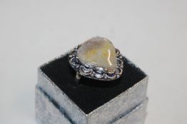 A 925 silver and brown agate set ring