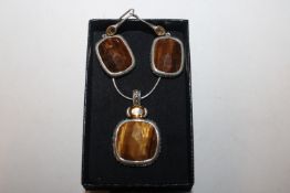A vintage Hallmarked Sterling silver tigers eye an