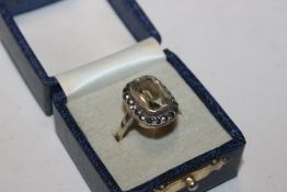A vintage Sterling silver citrine and marcasite dr