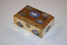 A Chinese brass box with enamel decoration