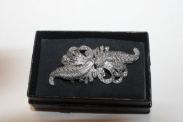 A 1930's marcasite set brooch/ dress clip