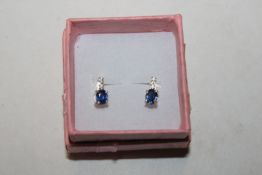 A Sterling silver Nilamani and white gem stone pai