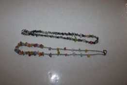 Two semi-precious stone necklaces