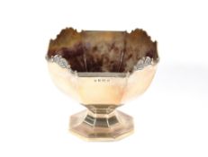 An early George V silver pedestal bowl, of octagonal panelled form, Birmingham 1910, 17cm dia.