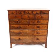 An impressive George III mahogany chest, fitted eight small drawers above two short and three long