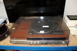 A Sony stereo record player lacking lead