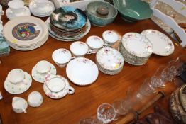 A collection of Langton floral decorated tea ware together with two T G Green & Co. 'polka dot' cups