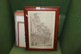 A collection of Judy Mattin prints, a print of Sparia house Ipswich etc