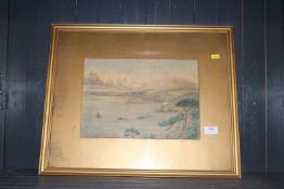 A gilt framed watercolour study of a seascape