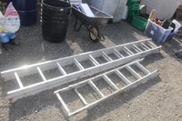 An aluminium extending ladder