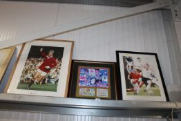 A Sir Bobby Charlton by Gary Keane framed print; a