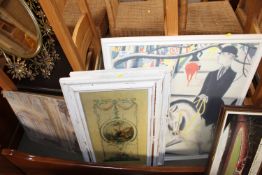 An oil on board study of a street scene together w