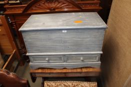 A painted blanket box together with a mahogany sof