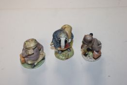 A Royal Albert 'Jeremy Fisher' ornament; a Royal Albert 'Johnny Town Mouse With A Bag' ornament; and