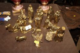 A brass nativity set