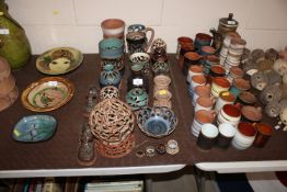 A quantity of various pierced Studio Pottery items