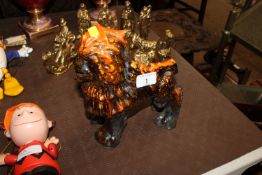 Eric Leaper, pottery drip glaze lion AF