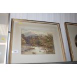 A gilt framed watercolour study depicting a man fi