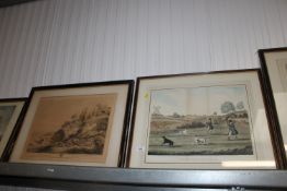 A coloured hunting print 'Partridge Shooting' toge