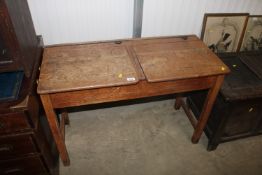 A pine twin school desk