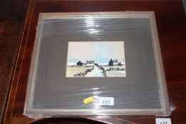 Jan Clutterbuck, watercolour study depicting a lan