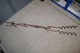 Two WWI era barbed wire fence posts