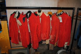 Five various military red jackets, all AF