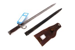 A French model 1892 bayonet with scabbard and leat