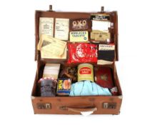 A Re-enactors 'Spiv' small case containing his spo