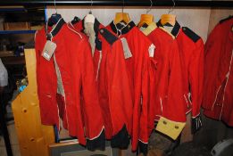 Five various military red jackets, all AF